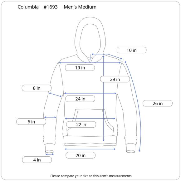 Columbia Graphic Print Hoodie Men’s Medium Blue Pullover Americana Style - Picture 14 of 14